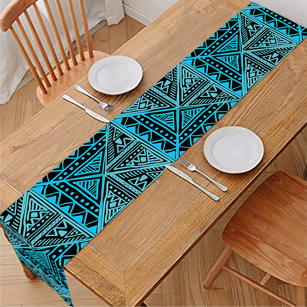 Turquoise African Ethnic Pattern Print Table Runner