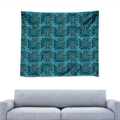 Turquoise African Ethnic Pattern Print Tapestry