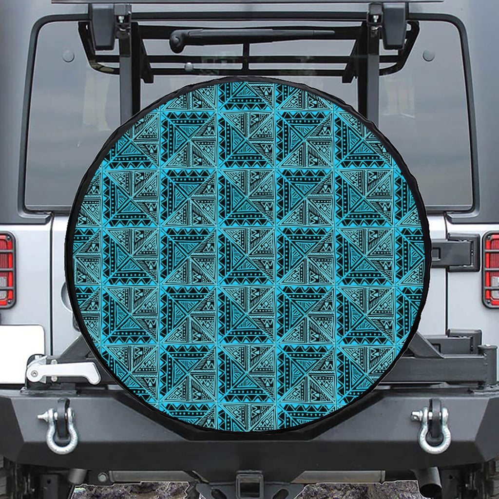 Turquoise African Ethnic Pattern Print Tire Cover