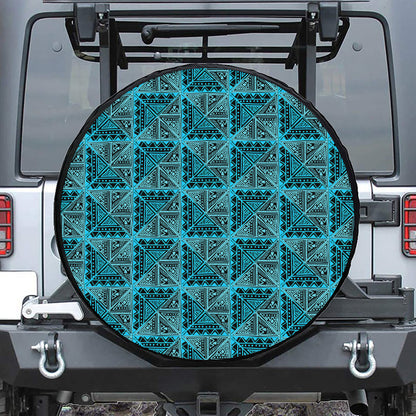 Turquoise African Ethnic Pattern Print Tire Cover