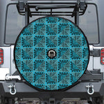 Turquoise African Ethnic Pattern Print Tire Cover With Camera Hole