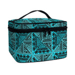 Turquoise African Ethnic Pattern Print Travel Makeup Bag