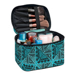 Turquoise African Ethnic Pattern Print Travel Makeup Bag