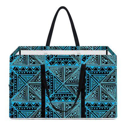 Turquoise African Ethnic Pattern Print Utility Tote Bag