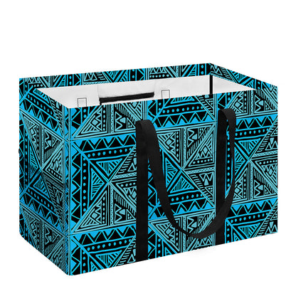Turquoise African Ethnic Pattern Print Utility Tote Bag