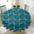Turquoise African Ethnic Pattern Print Waterproof Round Tablecloth