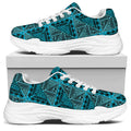 Turquoise African Ethnic Pattern Print White Chunky Shoes