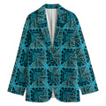 Turquoise African Ethnic Pattern Print Women's Blazer