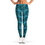 Turquoise African Ethnic Pattern Print Women's Leggings