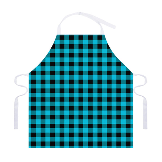 Turquoise And Black Buffalo Check Print Adjustable Apron