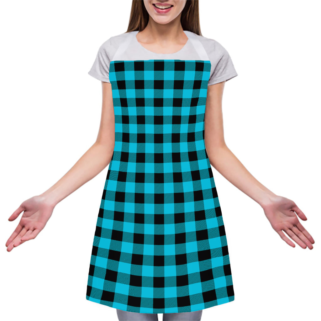 Turquoise And Black Buffalo Check Print Adjustable Apron
