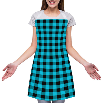 Turquoise And Black Buffalo Check Print Adjustable Apron