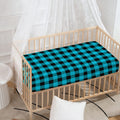 Turquoise And Black Buffalo Check Print Baby Crib Sheet