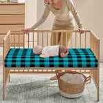 Turquoise And Black Buffalo Check Print Baby Crib Sheet