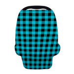 Turquoise And Black Buffalo Check Print Baby Seat Cover