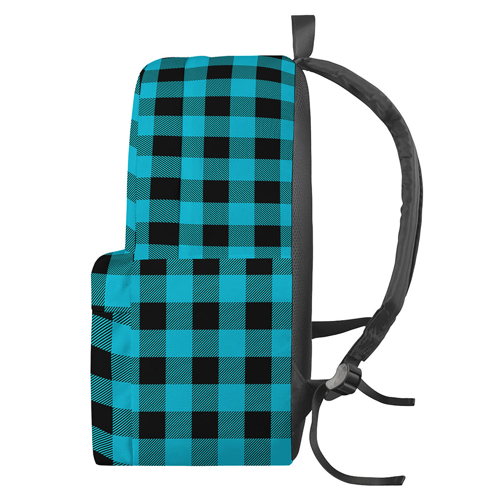 Turquoise And Black Buffalo Check Print Backpack