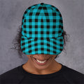 Turquoise And Black Buffalo Check Print Baseball Cap