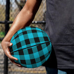 Turquoise And Black Buffalo Check Print Basketball