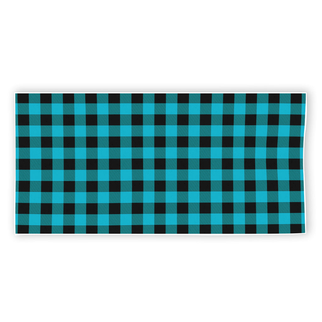 Turquoise And Black Buffalo Check Print Beach Towel