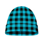 Turquoise And Black Buffalo Check Print Beanie