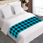 Turquoise And Black Buffalo Check Print Bed Runner