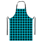 Turquoise And Black Buffalo Check Print Bib Apron With Pocket