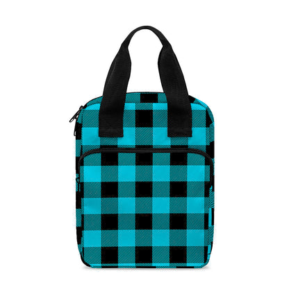 Turquoise And Black Buffalo Check Print Bible Tote Bag