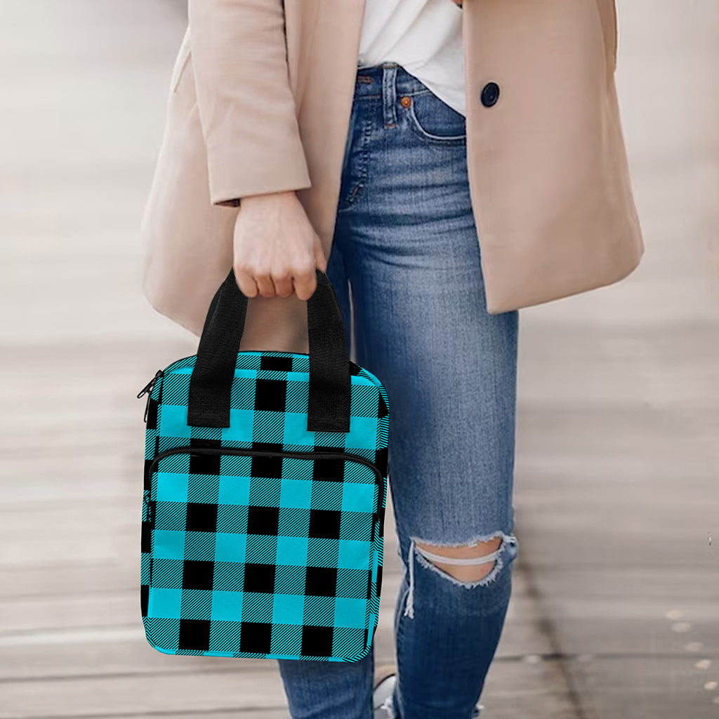 Turquoise And Black Buffalo Check Print Bible Tote Bag