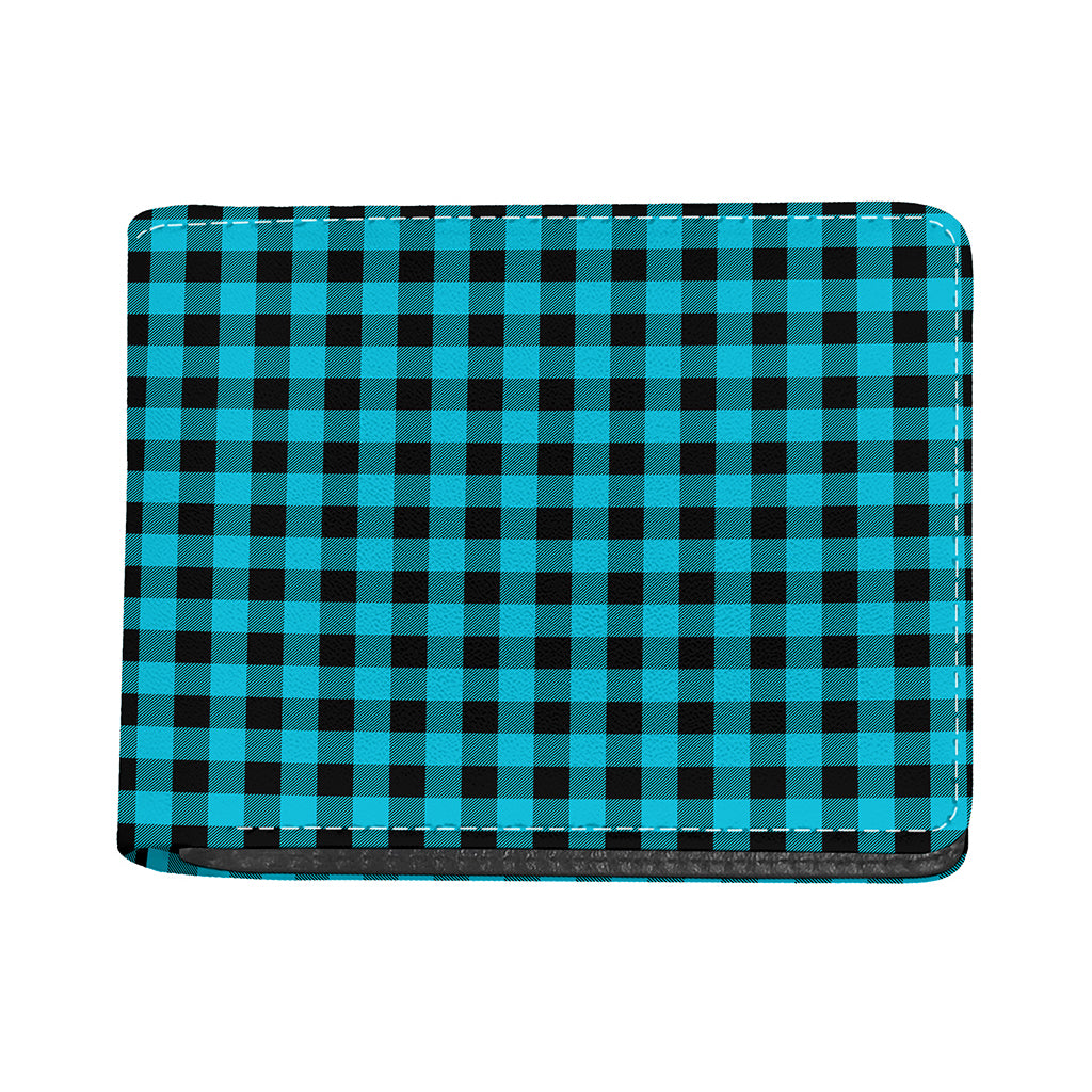 Turquoise And Black Buffalo Check Print Bifold Wallet