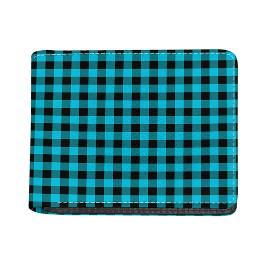 Turquoise And Black Buffalo Check Print Bifold Wallet