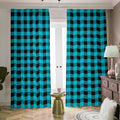 Turquoise And Black Buffalo Check Print Dimout Pencil Pleat Curtains