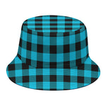 Turquoise And Black Buffalo Check Print Bucket Hat