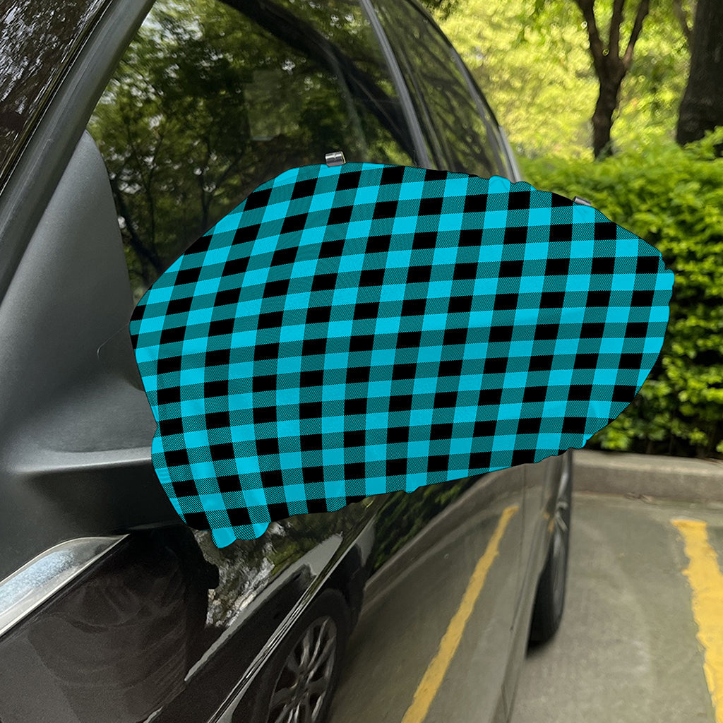 Turquoise And Black Buffalo Check Print Car Side Mirror Covers