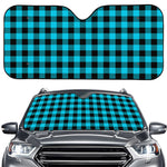 Turquoise And Black Buffalo Check Print Car Windshield Sun Shade