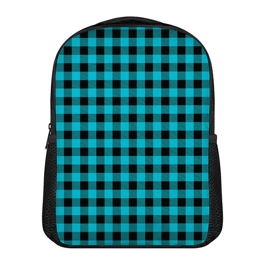 Turquoise And Black Buffalo Check Print Casual Backpack