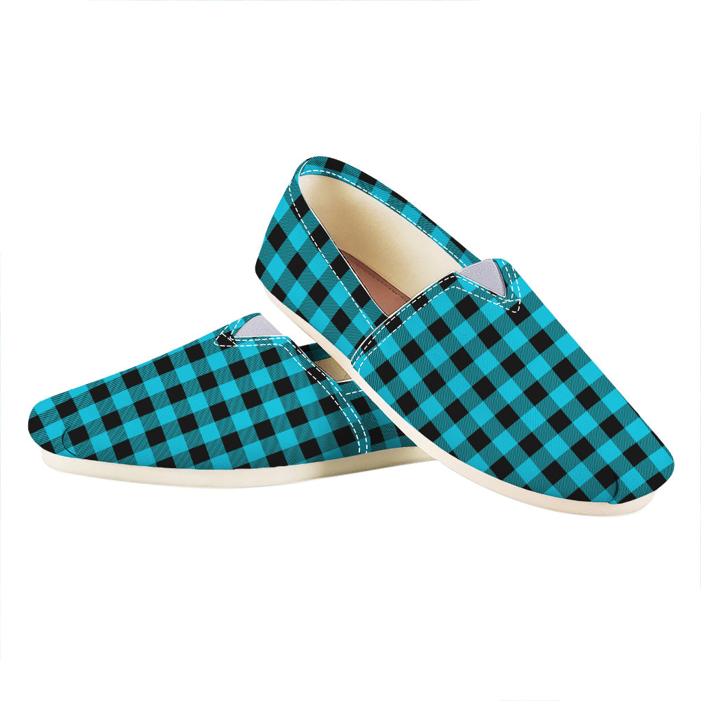 Turquoise And Black Buffalo Check Print Casual Shoes
