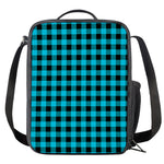 Turquoise And Black Buffalo Check Print Crossbody Lunch Bag