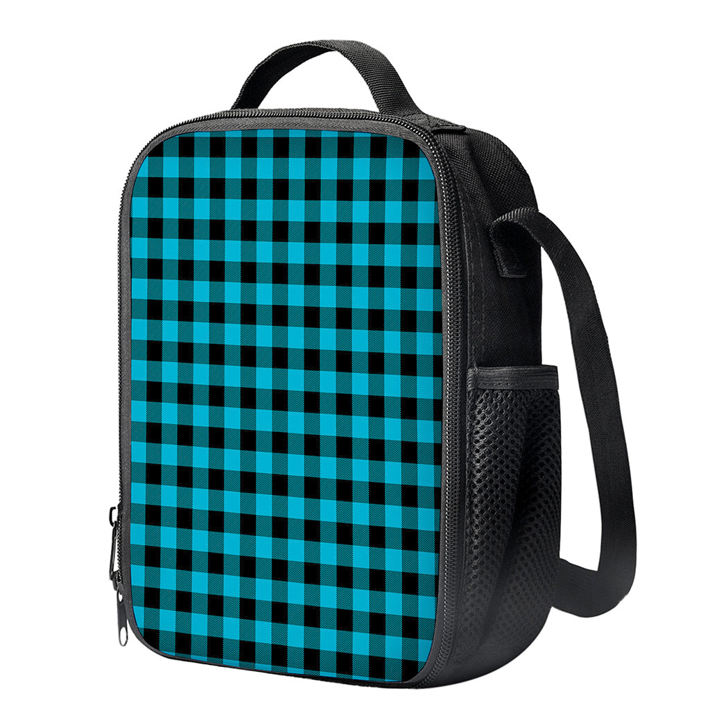 Turquoise And Black Buffalo Check Print Crossbody Lunch Bag