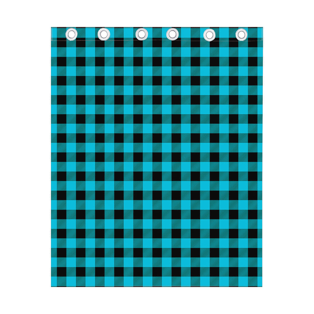 Turquoise And Black Buffalo Check Print Curtain