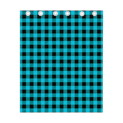 Turquoise And Black Buffalo Check Print Curtain