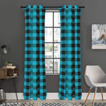 Turquoise And Black Buffalo Check Print Curtain
