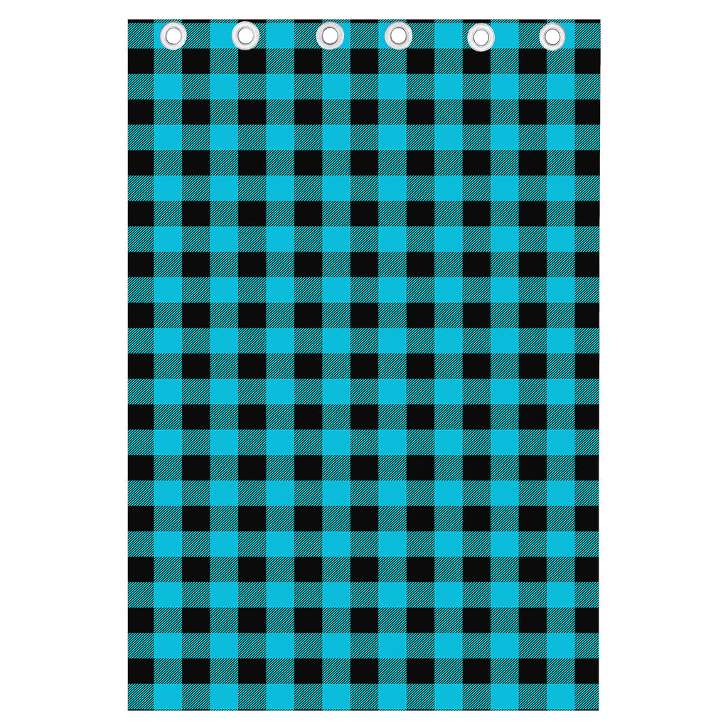 Turquoise And Black Buffalo Check Print Curtain