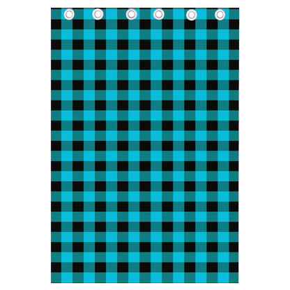 Turquoise And Black Buffalo Check Print Curtain