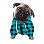 Turquoise And Black Buffalo Check Print Dog Zip Up Hoodie