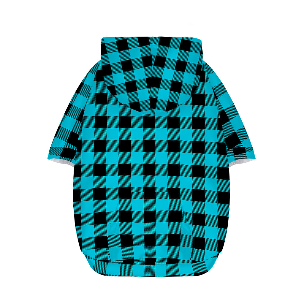 Turquoise And Black Buffalo Check Print Dog Zip Up Hoodie