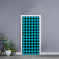 Turquoise And Black Buffalo Check Print Door Sticker