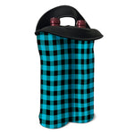 Turquoise And Black Buffalo Check Print Double Neoprene Wine Tote
