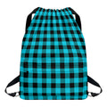 Turquoise And Black Buffalo Check Print Drawstring Backpack