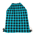 Turquoise And Black Buffalo Check Print Drawstring Bag