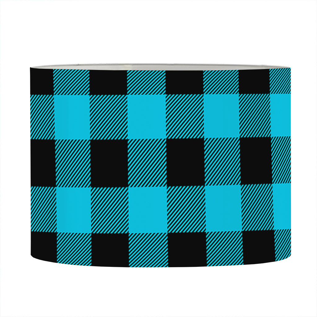 Turquoise And Black Buffalo Check Print Drum Lamp Shade